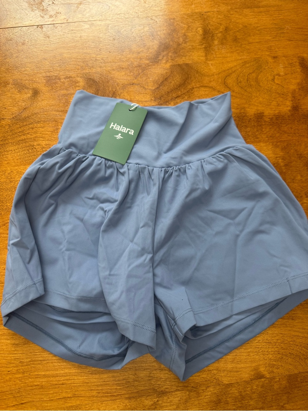 HALARA High-Rise Athletic Shorts in Dusty Blue
